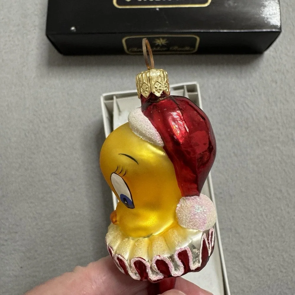 Christopher Radko Tweety Bird Glass Ornament Red‎ Glass Looney Tunes With Box